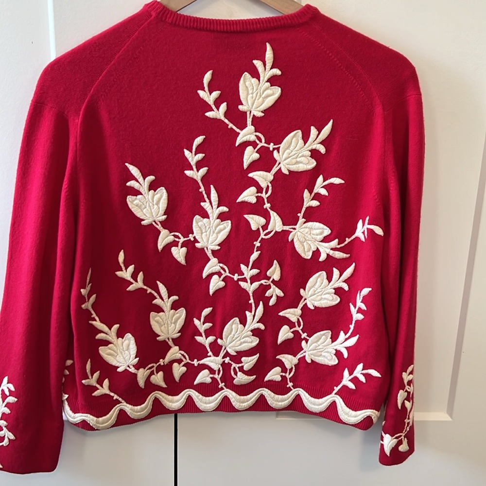 VTG Cardigan by Helen Bond Carruthers,
1950s. Antique lace-appliquéd cashmere - Picture 7 of 10